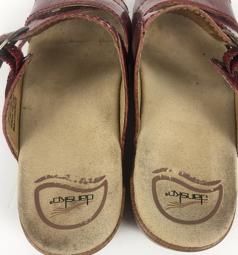 Dansko Sela Clog Slip-on Sandals Size 36 Patent Red Comfort Heel - Picture 6 of 11
