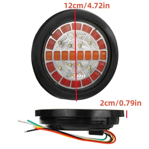 2x 4" inch 12V 24V LED Round Tail Brake Stop Turn Signal Light DRL Truck Trailer - Picture 3 of 13