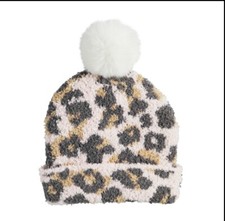 MUD PIE KIDS TODDLER FALL WINTER PULL ON HAT PALE PINK LEOPARD ONE SIZE