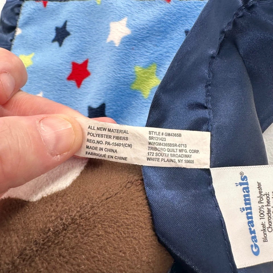 Manta de Seguridad Garanimals Mono Peluche Lovey 12" Azul Estrella Satinado Ribete Niño Foto 4 de 4