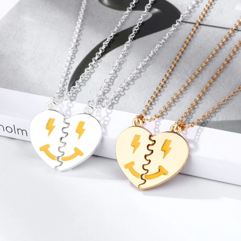 1 Pair Heart Necklace for Couples Matching Pendant Friendship Distance Magnetic