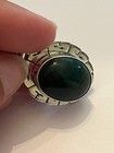 Vintage Mexico TC-140 Sterling Silver 925 Green Malachite Oval Pendant — photo 9