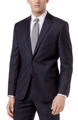 Lauren Ralph Lauren Men's Navy Plaid Ultra Flex Suit Jacket, Size 20R 👍