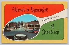 Bound Brook New Jersey NJ Greetings Spoon Series Hamilton Street Postcard 1974