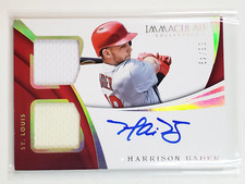 Harrison Bader 2018 Immaculate Collection 33/49 RC Autograph Dual Jersey Auto SP