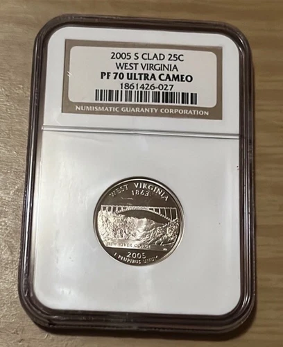Perfect 2005 S Clad Proof West Virginia State Quarter NGC PF70 Ultra Cameo PR70