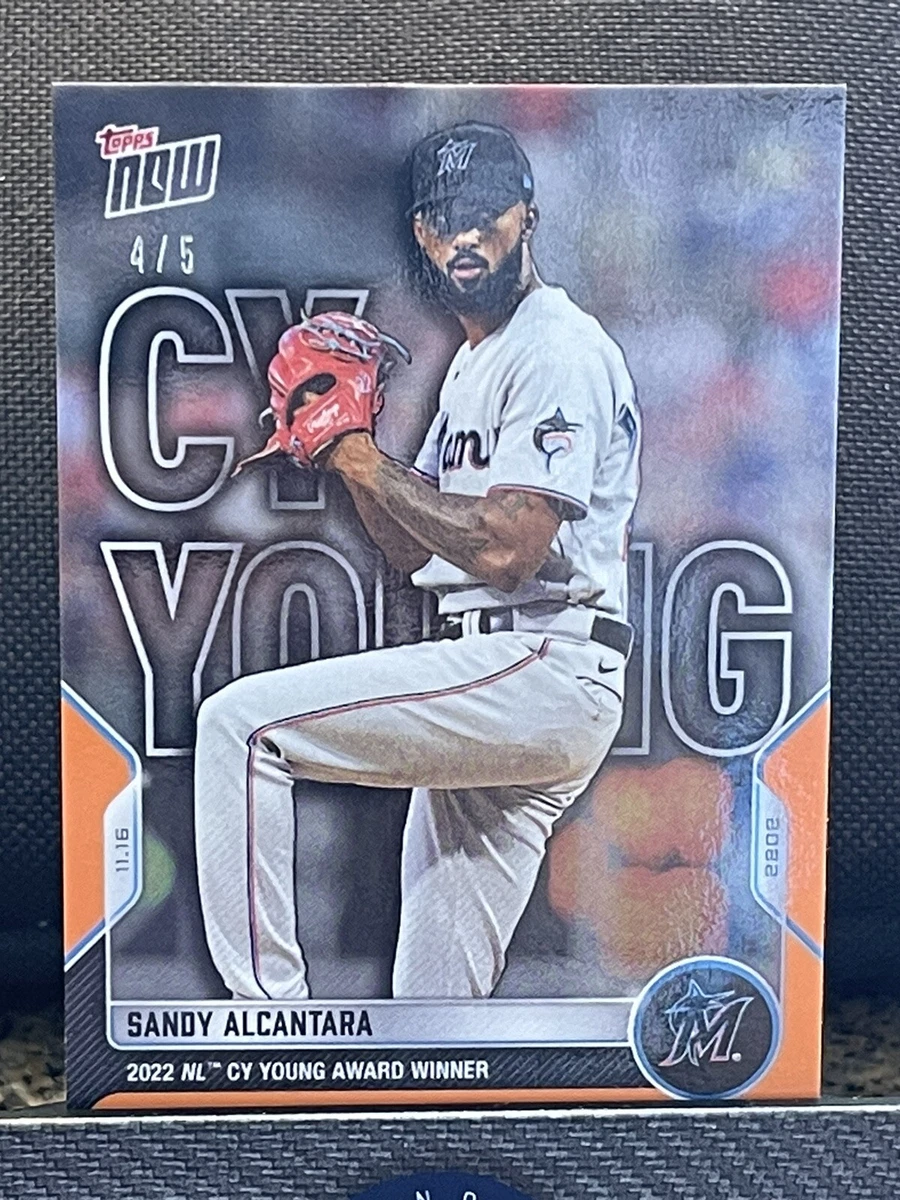 Miami Marlins Sandy Alcantara 2022 NL Cy Young Award Winner MLB Topps Now Card OS37