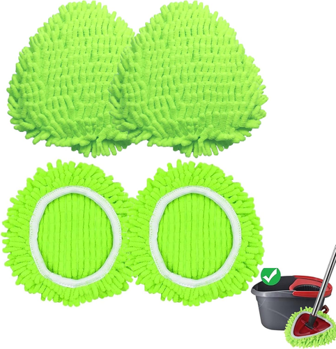 4 Pack Reusable Microfiber Mop Pads Compatible with O-Cedar Easywring 1-Tank ...