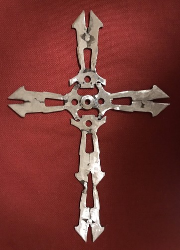 Art Deco Stylized Scrap Metal Cross Original By: S. Tx. Artist: Tony J. Reyes.! - Picture 3 of 3