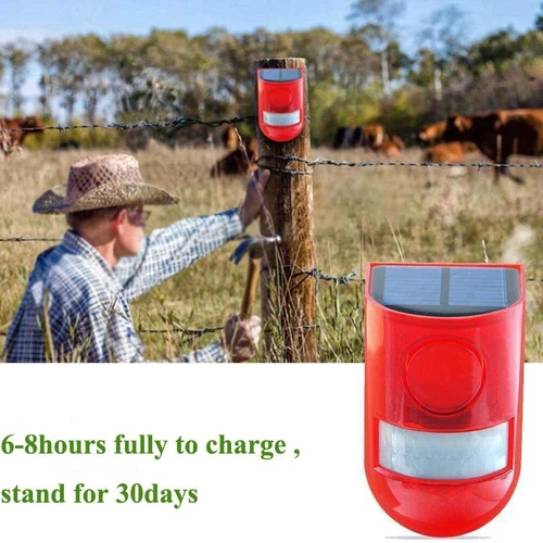 Waterproof Outdoor Solar Powered LED Alarm Lamp Warning Security Flashing Light - Picture 3 of 12