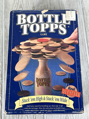 VTG Parker Brothers Bottle Topps Game Stack` Em High Stack` Em Wide Real Wood