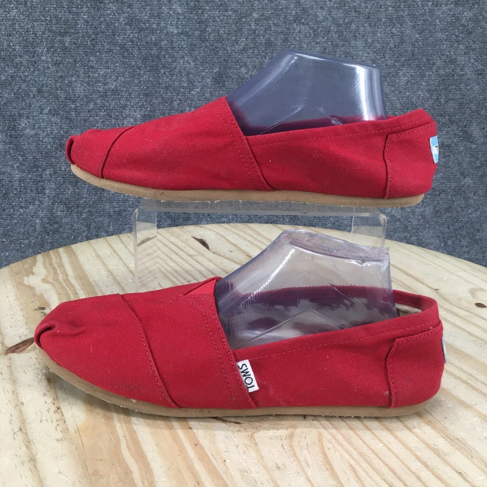 Toms Shoes Womens 10 Classic Slip On Flats Comfort 001001B07 Red Canvas Low Top - Image 2 of 4