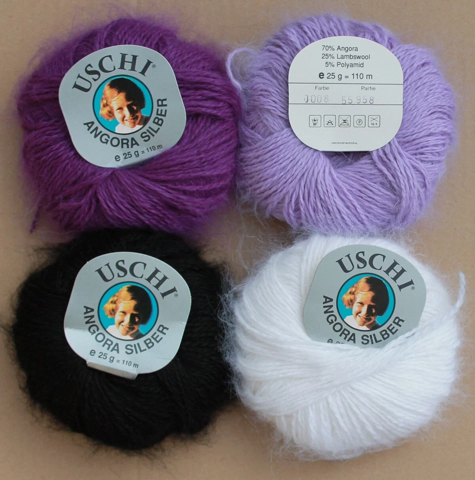 22€/100g 70% Angora SILBER USCHI Garn Kaninchen rabbit yarn 25g Farben nach Wahl - Bild 2 von 2