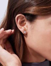 2 Ct Lab Created Princess Cut VVS-VS 14K White Gold Studs for Mothers Day Gift