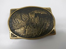 Original Vintage Brass belt buckle Train Locomotive Heritage Mint 70's -80's 3