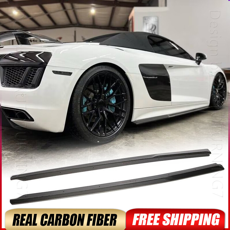 For Audi R8 V10 Gen 2 16-19 REAL CARBON FIBER Side Skirts Extensions Lip Spoiler