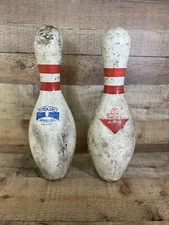 Lot Of 2 Vintage AMFLITE II AMF ABC Bowling Pin Wood plastic coat 312
