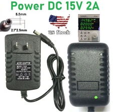 Tested 15V 2A 2000mA AC Adapter to DC Power Supply Charger Cord 5.5x2.1mm US