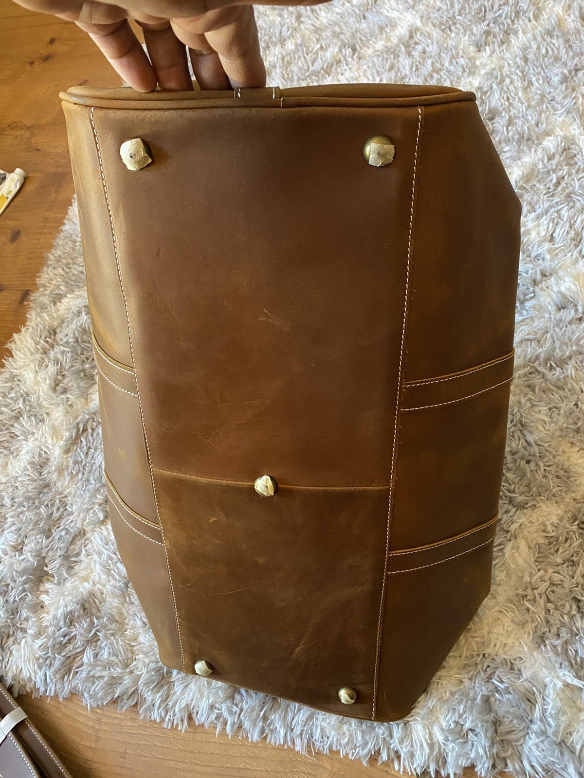 Leathfocus Leather Travel Luggage Bag Mens Duffle Retro Carry on