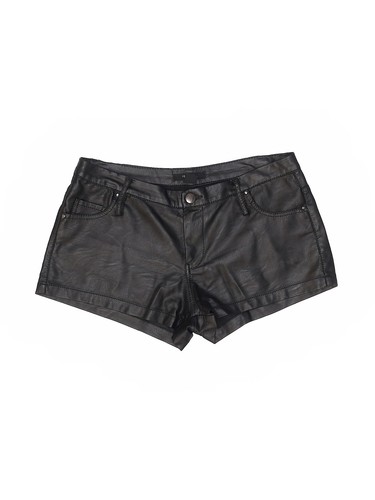 Women Black Faux Leather Shorts 