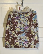 Free People ~NWT~Size XS Brown W/Floral Print Ruched Lined Mini Skirt