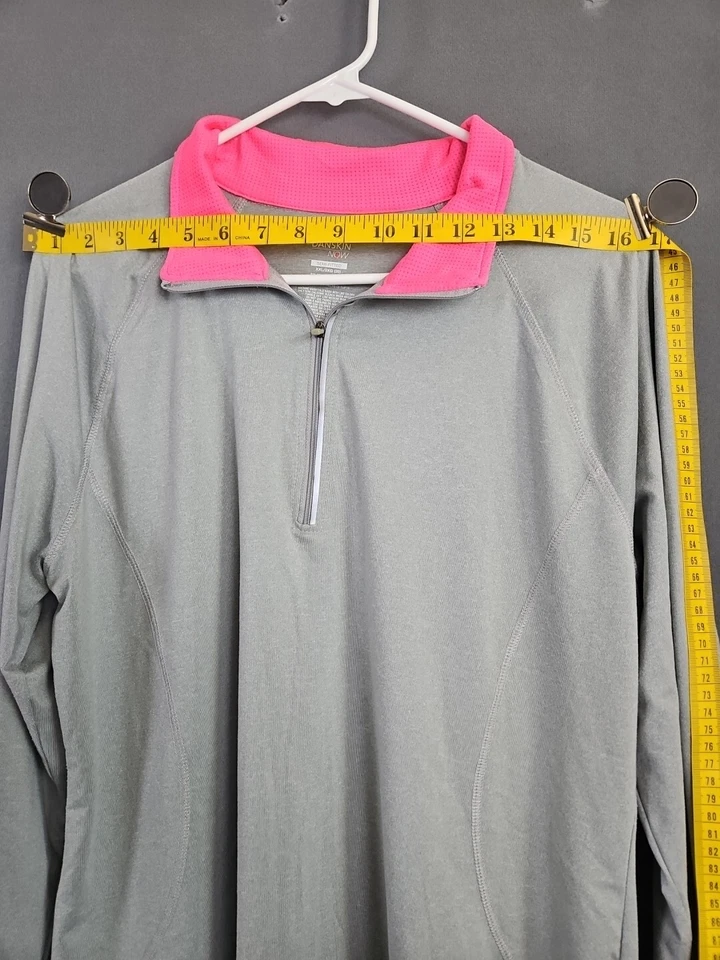 Camisa Deportiva Danskin Now Semi-Ajustada Gris Rosa 3/4 Cremallera Mangas Largas XXL Foto 4 de 4