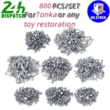 800 pcs For Tonka Semi Tubular Rivets 1/8" Diameter Super Assortment Toy Parts