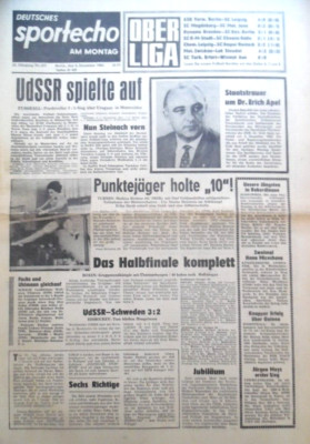 DEUTSCHES SPORTECHO 6. Dezember 1965 ASK-SCL 4:0 Magdeburg-Jena 0:3 Chemie-Empor