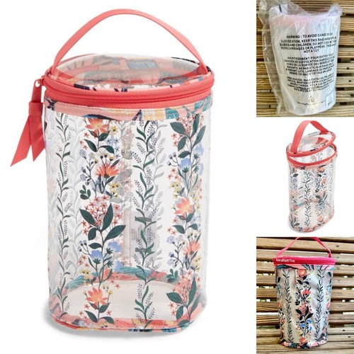 Vera Bradley Clear Lotion Bag PARADISE CORAL STRIPE Cosmetic Beach NWT SEALED - Picture 2 of 9