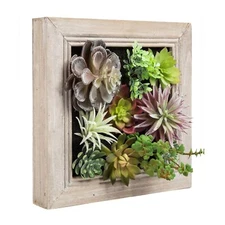 Artificial Plants Artificial 3d Wall Hanging Plants In Solid Wooden Frames Decor