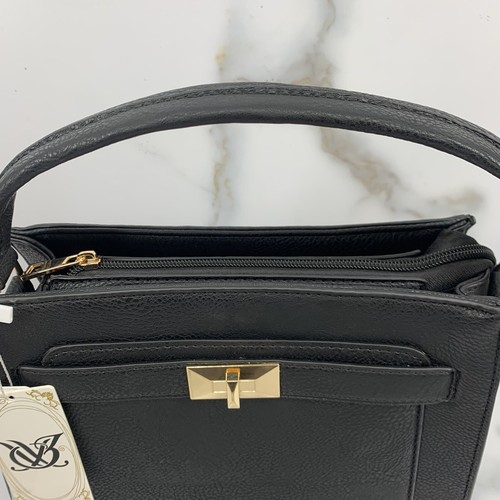 Vegan Leather Black And Gold Handbag & Clutch Wallet. Purse Bag Designer Inspire - Picture 8 of 23