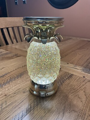 Bath & Body Works 3 Wick Pineapple Globe Candle Holder Pedestal Swirling Glitter