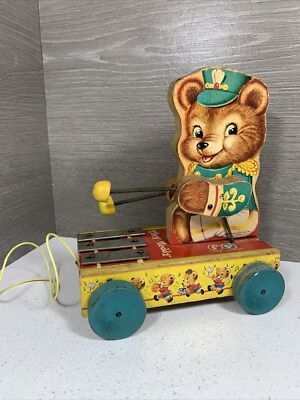 fisher price tiny teddy pull toy