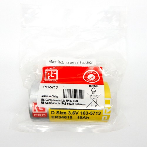 RS Pro 3.6V Lithium Thionyl Chloride D Battery 183-5713 - 第 1/2 張圖片