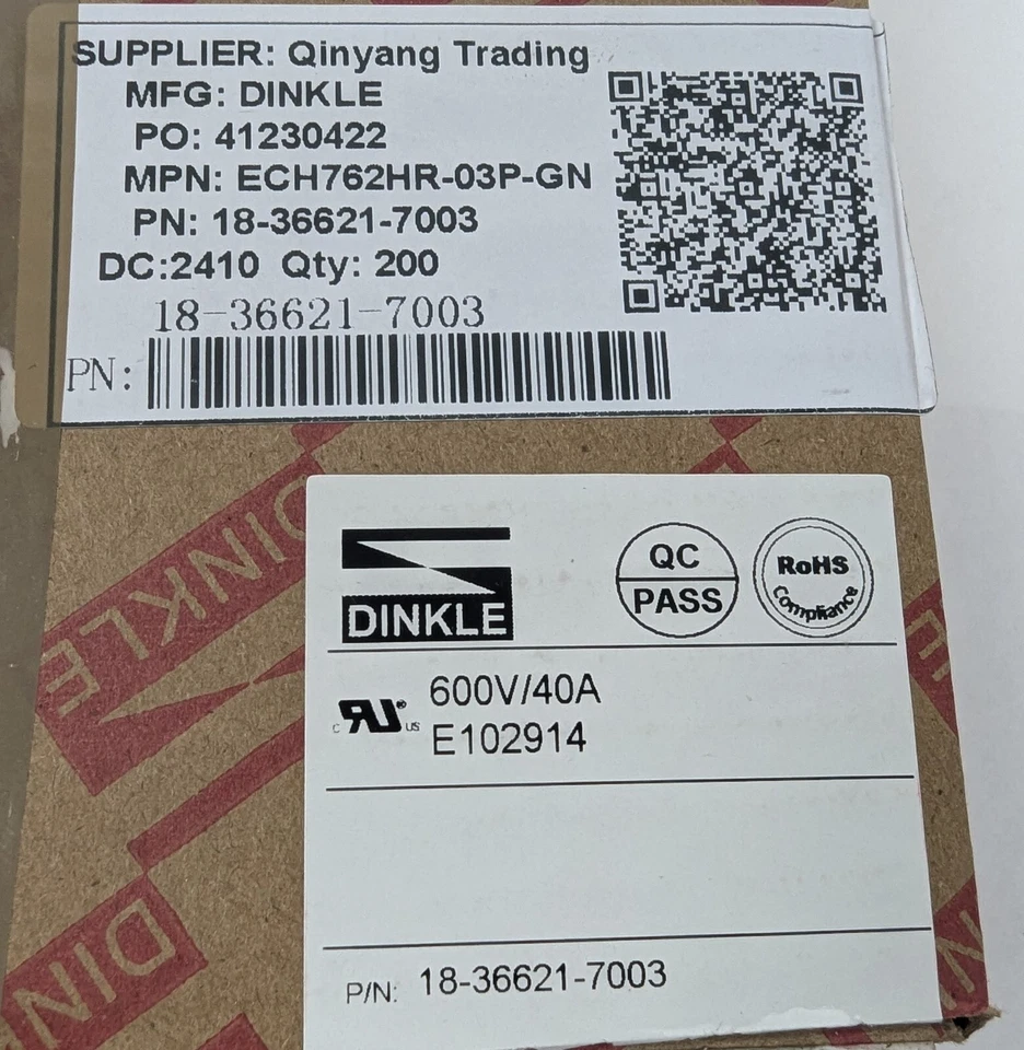 200 DINKLE ECH762HR-03P-GN Header Terminal Block 3-Pin 7.62mm 0.300" Rht Ang NEW - Image 4 of 4