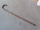 Antique Bamboo Walking Cane Stick with Bentwood Root Ball Finial Handle 31" Long