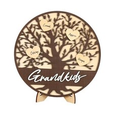 Grandparents Gifts from Grandkids Wooden 3D Family Tree with 20 Wood Retro