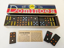Vintage Halsam Complete Set of 28 Colored Dominoes, Includes Instructions