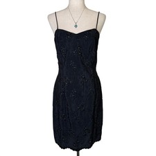Jump Co. Cocktail Dress Women 9/10 more like 4 Black Embroidered Vintage 90s