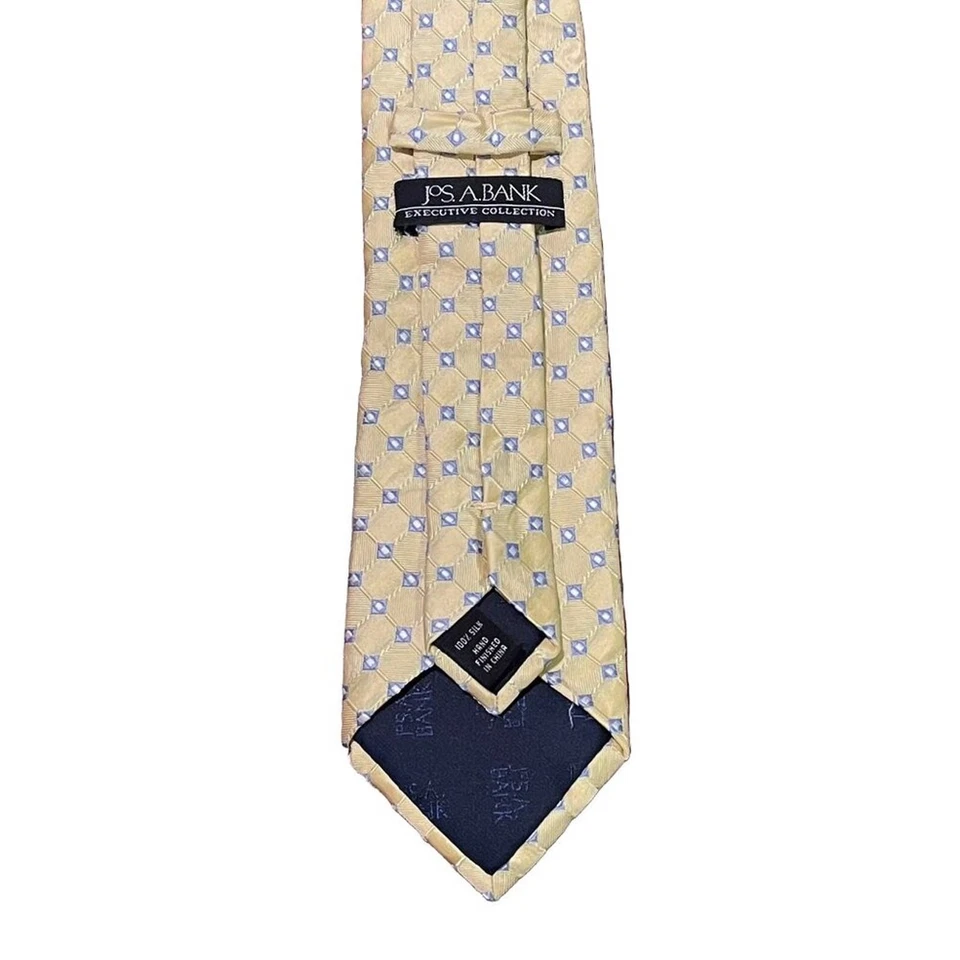 Jos. A. Bank Executive Collection Yellow Blue Geometric Print Silk Tie 58" Long - Image 2 of 4
