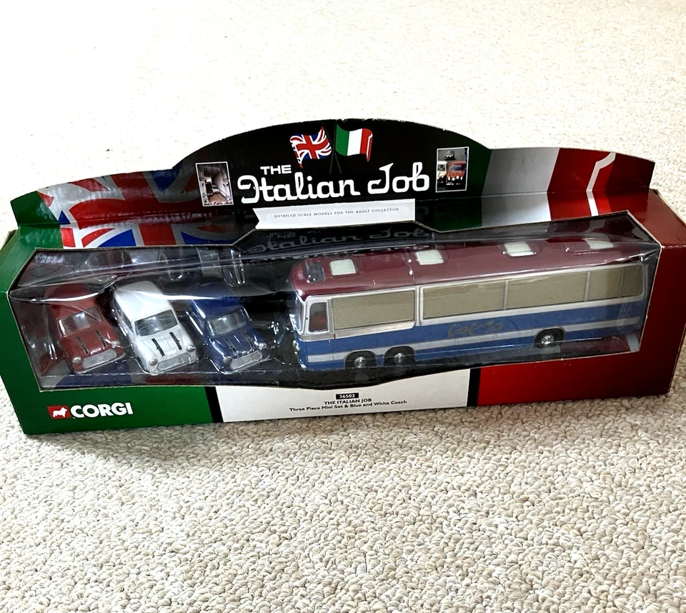 Corgi 36502 The Italian Job 3 Piece Mini Set & Blue and White Coach - Image 2 of 4
