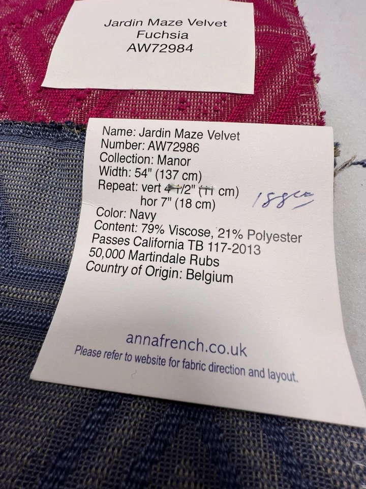 Anna French Geometric Velvet Fabric Sample Set - Image 4 of 4