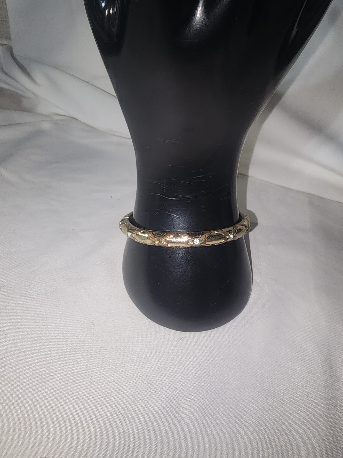 Sequin Hinged Bangle Bracelet - Silver & Gold Ton… - image 1