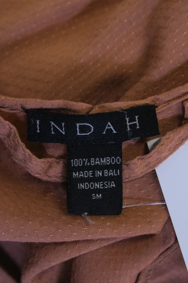 Maxi Vestido Indah Para Mujer Mangas Cortas Cinturón Línea A Marrón Talla Pequeña Foto 4 de 4