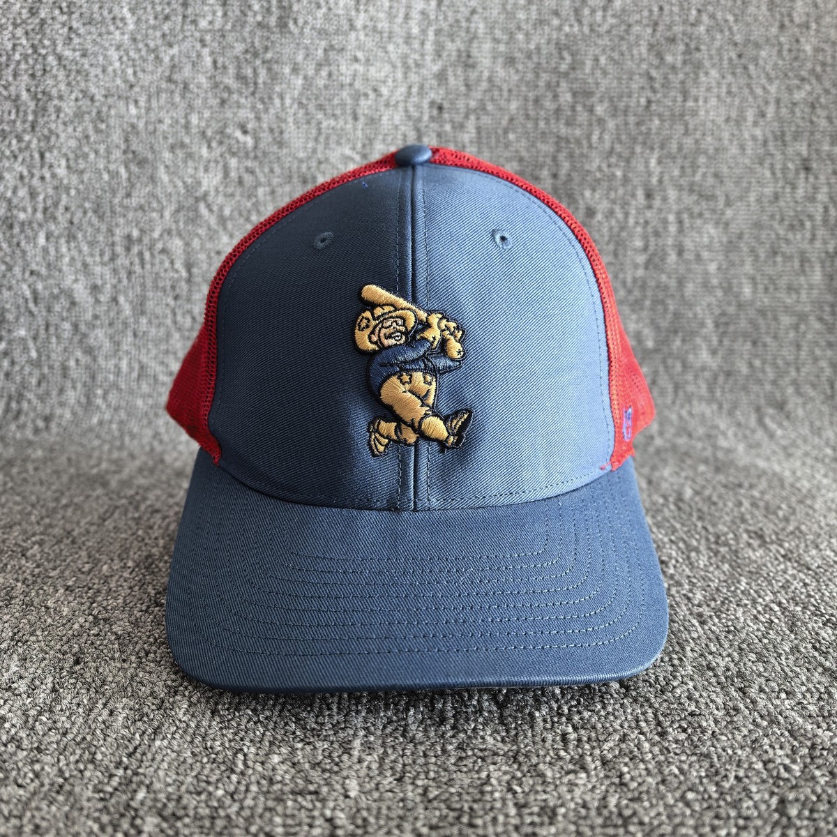 47 Brand Blue Red Trucker Hat Curved Brim Mesh Snapback Mascot