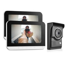 Video Intercom System 7" Doorbell Camera Remote Unlock 1 Camera 2 Monitors