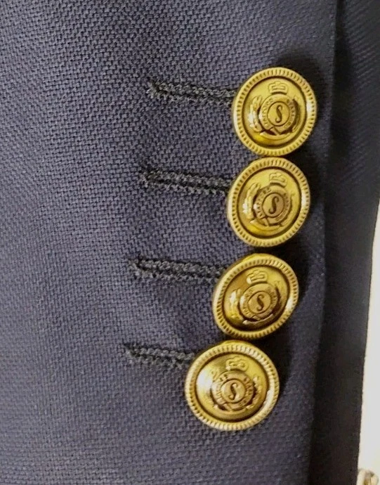 Blazer Saddlebred Para Hombre 54 Largo Azul Marino Lana Traje Chaqueta Lúpulo Botones Dorados Foto 4 de 4