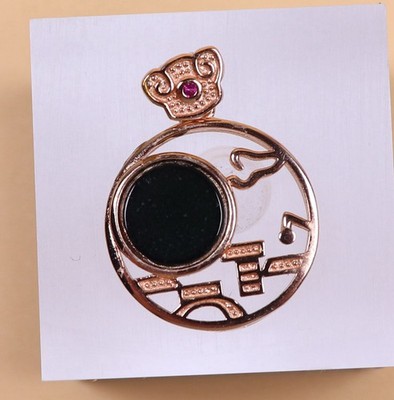 Certified Black Natural A Jade Jadeite 925 Silver Inlaid Fashion Pendant D30245
