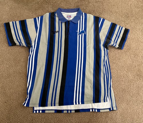 Reebok NFL Pro Line Men's L Blue Detroit Lions Football Short Sleeve Vintage