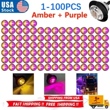 Lot Round LED Marker Lights 12V Truck Trailer 3/4"Amber Purple Side Bullet Light